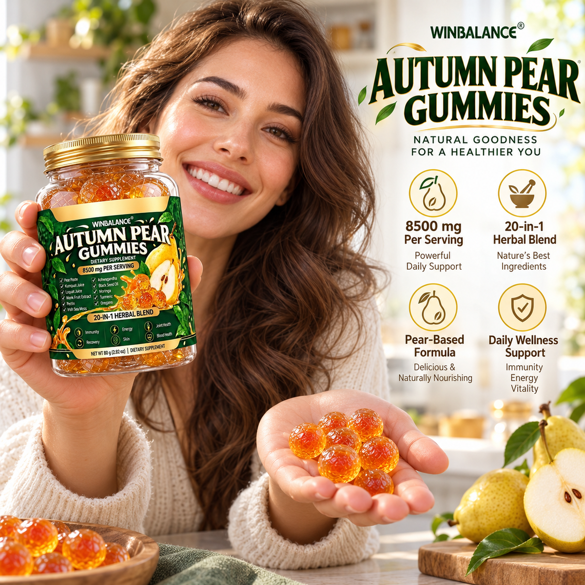 ✅🍐Autumn Pear Gummies –👩‍⚕️🍐 7 Days to Healthier Blood Sugar,Soft & Chewy with a Sweet Pear Flavor-ABB8