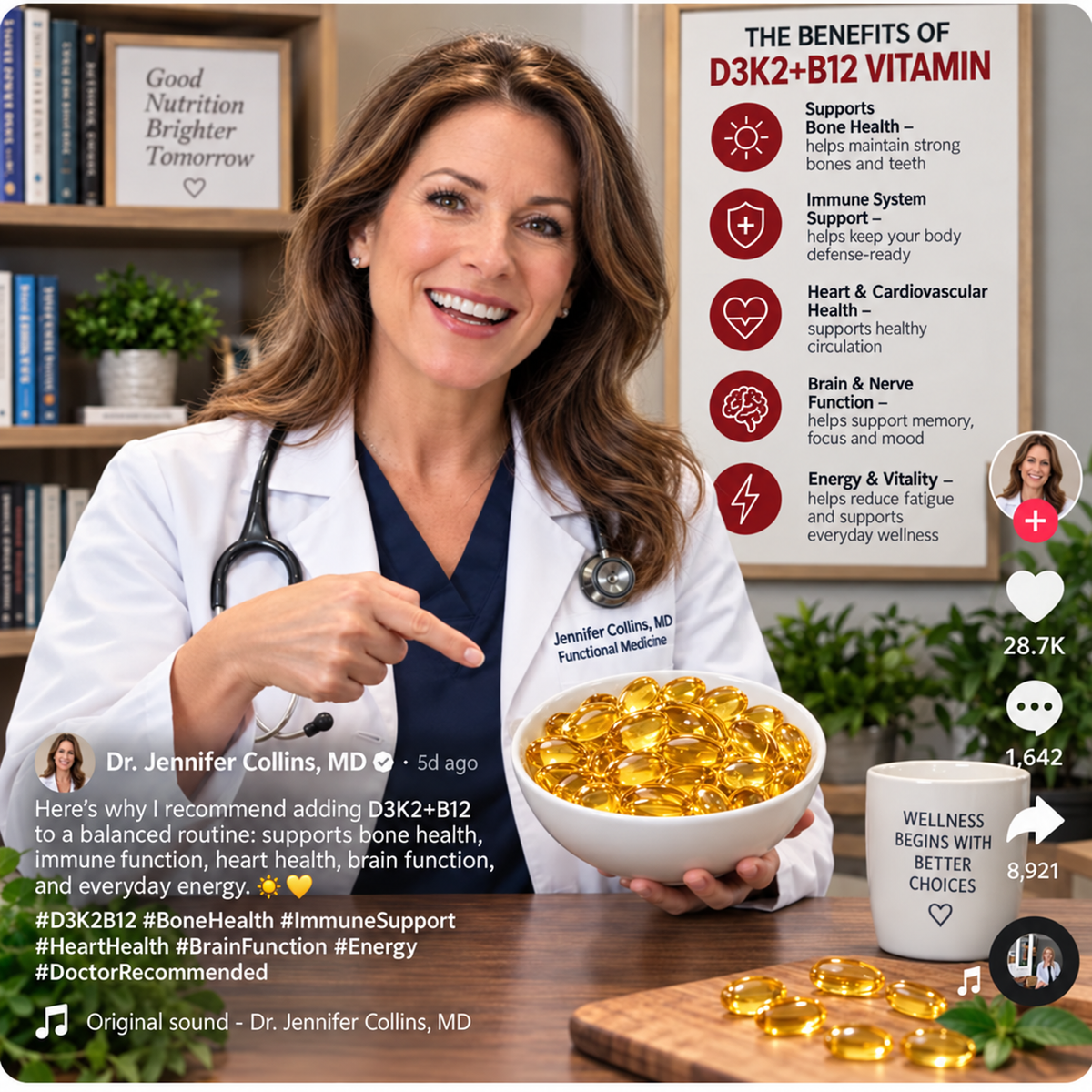 👍✅Calcium and vitamin D3+K2+B12 health supplements,Support bone and joint healt-ABB8