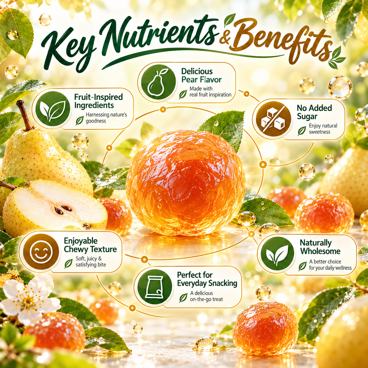 ✅🍐Autumn Pear Gummies –👩‍⚕️🍐 7 Days to Healthier Blood Sugar,Soft & Chewy with a Sweet Pear Flavor-ABB8